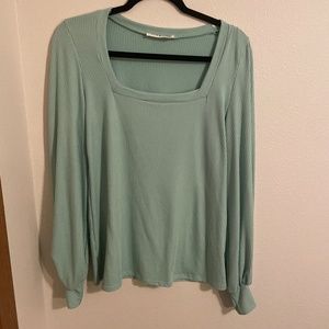 Light green ribbed long sleeve  top